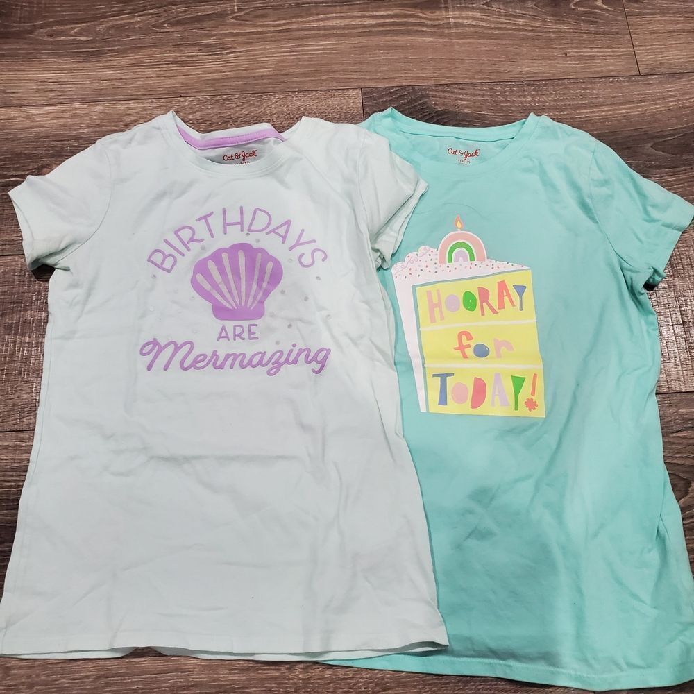 Girls Cat & Jack Birthday Shirts Size 10-12 Kids T-Shirt with Birthday Designs